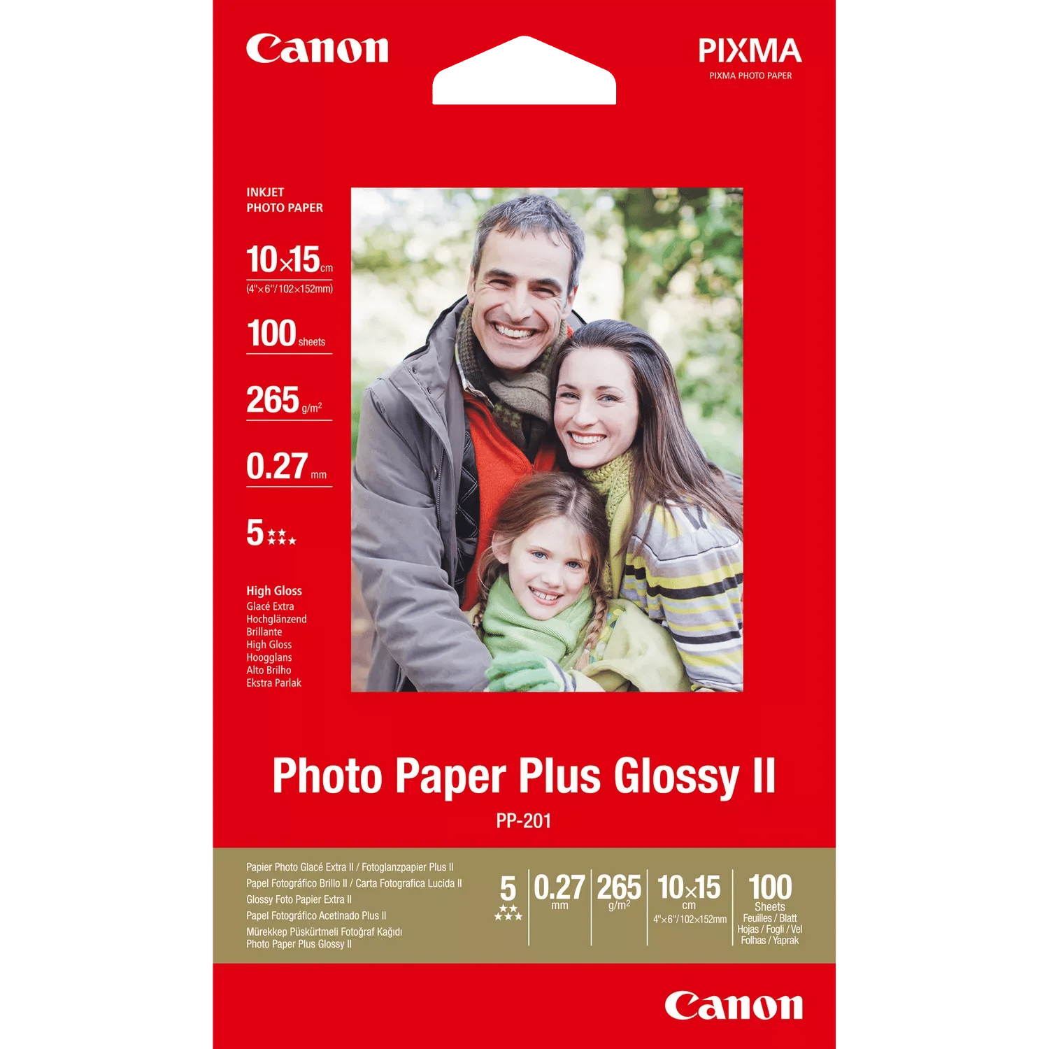 Papir Canon PP-201, Photo Paper Plus II, 260g, 10x15cm, 100 listov