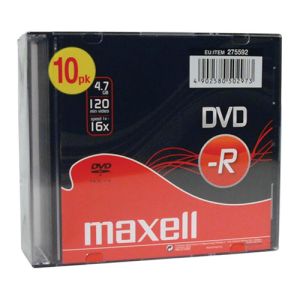 Maxell DVD-R 4,7GB 16X, 10 kosov v 5mm škatlicah, rdeči | MEGAtoner.si