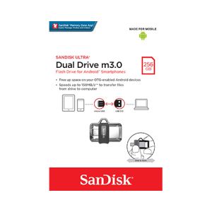 USB ključek Sandisk Ultra Dual, 256GB, USB 3.0, MicroUSB, 150/NP (srebrn/črn) | MEGAtoner.si