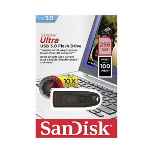 USB ključek Sandisk Ultra, 256GB, USB 3.0, 100/NP, strojna enkripcija (črn) | MEGAtoner.si