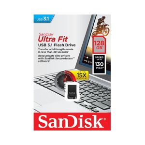 USB ključek Sandisk Ultra Fit, 128GB, USB 3.1, 130/NP, strojna enkripcija (črn) | MEGAtoner.si