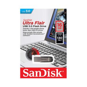 USB ključek Sandisk Ultra Flair, 16GB, USB 3.0, 130/NP (srebrn) | MEGAtoner.si