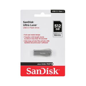 USB ključek Sandisk Ultra Luxe, 512GB, USB 3.1, kovinski, 150/NP (srebrn) | MEGAtoner.si