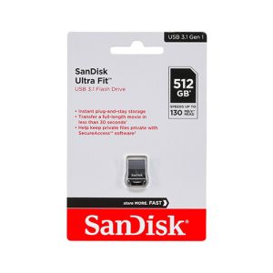 USB ključek Sandisk Ultra Fit, 512GB, USB 3.1/3.0, micro format, strojna enkripcija, 130/4 (črn) | MEGAtoner.si