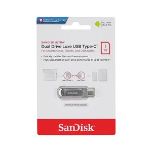 USB C & USB ključek Sandisk Ultra Dual Luxe, 1TB, USB 3.1, kovinski, 150/NP (srebrn) | MEGAtoner.si
