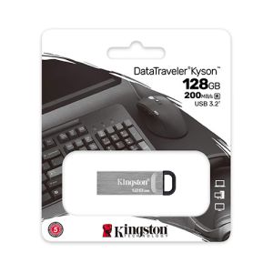 USB ključek Kingston DataTraveler Kyson, 128GB, USB 3.2 Gen1, kovinski, brez pokrovčka, 200/60 (srebrn) | MEGAtoner.si