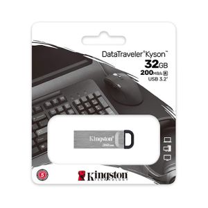 USB ključek Kingston DataTraveler Kyson, 32GB, USB 3.2 Gen1, kovinski, brez pokrovčka, 200/NP (srebrn) | MEGAtoner.si