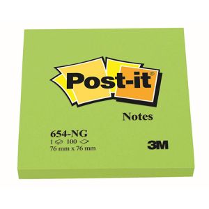3M Post-It zeleni samolepilni lističi, 76x76mm (3M 654-N) | MEGAtoner.si