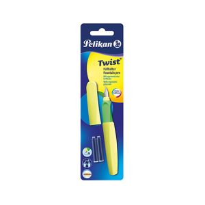 Pelikan nalivno pero Twist + 2 črnilna vložka, Neon Yellow | MEGAtoner.si