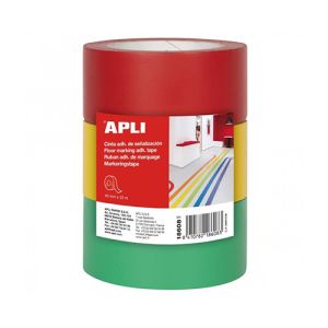 APLI trak za označevanje tal, rdeč, rumen, zelen, 3x40mmx33m (3 kos) | MEGAtoner.si