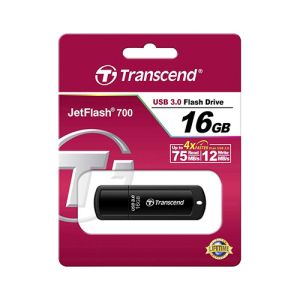 USB ključek Transcend JetFlash 700, 16GB, USB 3.0, 75/12 (črn) | MEGAtoner.si