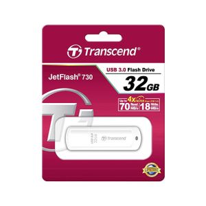 USB ključek Transcend JetFlash 730, 32GB, USB 3.0, 70/12 (bel, možnost dotiska) | MEGAtoner.si