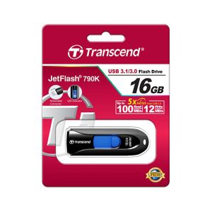 USB ključek Transcend JetFlash 790K, 16GB, USB 3.1, 100/12 (črn-moder) | MEGAtoner.si