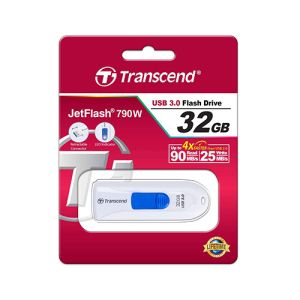USB ključek Transcend JetFlash 790W, 32GB, USB 3.1, 90/40 (bel, možnost dotiska) | MEGAtoner.si