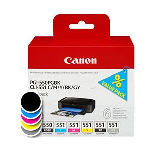 Komplet kartuš Canon PGI-550/CLI-551 Multipack (PGBK/C/M/Y/BK/GY) (original, komplet) | MEGAtoner.si