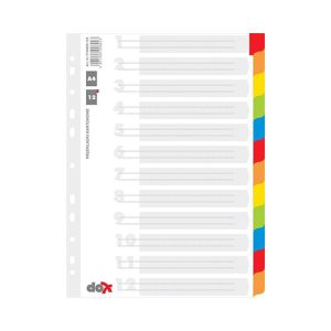 OFFICE PRODUCTS ločilni listi 1/12 barvni, karton+plastika | MEGAtoner.si